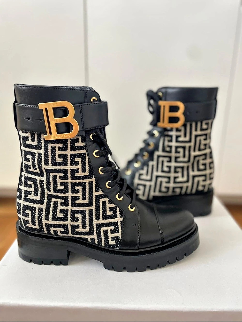 Balmain Ranger Romy Monogram Boots Black & White - Picture 5 of 9